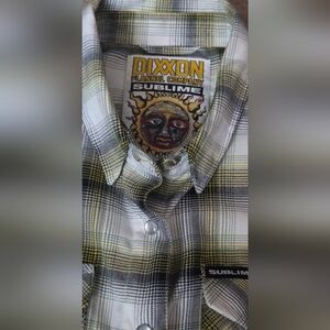 DIXXON Sublime Yellow and Black Plaid Shirt, Womens Sz M
